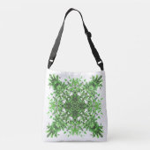 Abstract Floral Pattern In Black & Green On White  クロスボディバッグ (裏面)