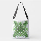 Abstract Floral Pattern In Black & Green On White  クロスボディバッグ (正面)