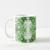 Abstract Floral Pattern In Black Green On White コーヒーマグカップ (左)