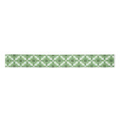 Abstract Floral Pattern In Black Green On White サテンリボン (正面)