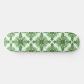 Abstract Floral Pattern In Black & Green On White スケートボード (横)