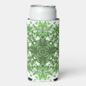 Abstract Floral Pattern In Black Green On White スリム缶クーラー (Seltzer正面)
