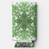Abstract Floral Pattern In Black Green On White スリム缶クーラー (裏面)