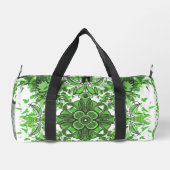 Abstract Floral Pattern In Black & Green On White ダッフルバッグ (裏面)