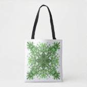 Abstract Floral Pattern In Black & Green On White トートバッグ (正面)