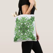Abstract Floral Pattern In Black & Green On White トートバッグ (クローズアップ)