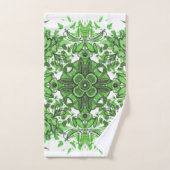 Abstract Floral Pattern In Black & Green On White バスタオルセット (ハンドタオル)