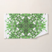 Abstract Floral Pattern In Black & Green On White バスタオルセット (ハンドタオル)