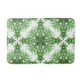 Abstract Floral Pattern In Black & Green On White バスマット (正面)
