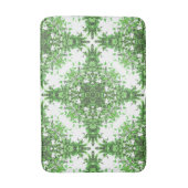 Abstract Floral Pattern In Black & Green On White バスマット (正面縦)