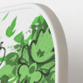 Abstract Floral Pattern In Black & Green On White ピックルボールラケット (左詳細)
