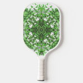 Abstract Floral Pattern In Black & Green On White ピックルボールラケット (裏面)