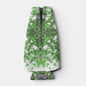 Abstract Floral Pattern In Black Green On White ボトルクーラー (裏面)