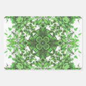 Abstract Floral Pattern In Black Green On White ラッピングペーパーシート (正面2)