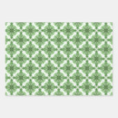 Abstract Floral Pattern In Black Green On White ラッピングペーパーシート (正面)