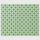 Abstract Floral Pattern In Black Green On White ラッピングペーパー (フラット)