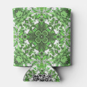 Abstract Floral Pattern In Black Green On White 缶クーラー (裏面)