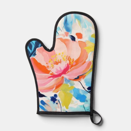 Abstract floral pattern painting  鍋つかみ (正面)