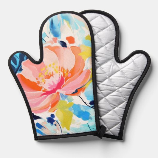 Abstract floral pattern painting  鍋つかみ (正面/裏面)