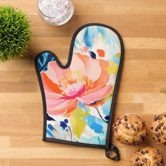 Abstract floral pattern painting  鍋つかみ (トップダウン)