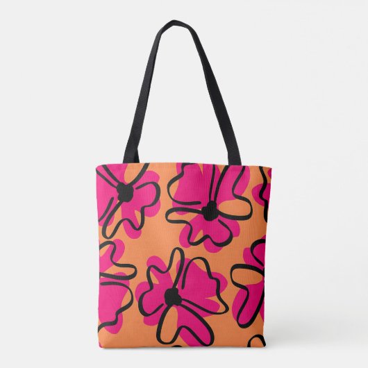 Abstract Floral Pattern Tote Bag | Bold Retro  トートバッグ (裏面)