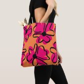 Abstract Floral Pattern Tote Bag | Bold Retro  トートバッグ (クローズアップ)