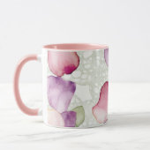 Abstract Floral Pink, Lavender, Green Coffee Mug マグカップ (左)