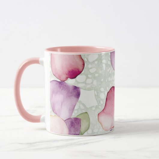 Abstract Floral Pink, Lavender, Green Coffee Mug マグカップ (左)