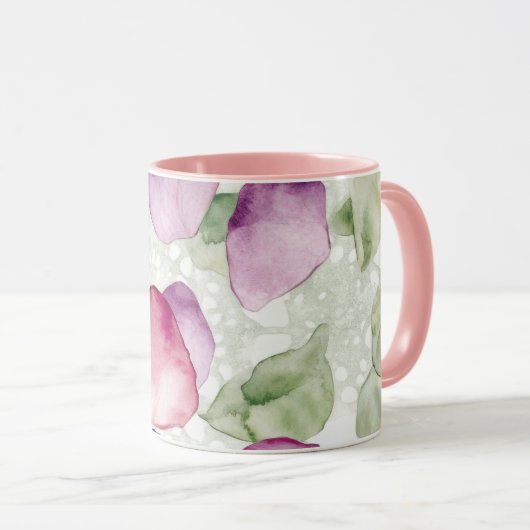 Abstract Floral Pink, Lavender, Green Coffee Mug マグカップ (正面右)