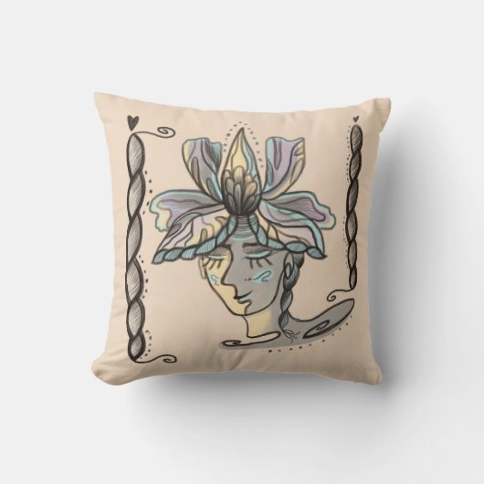 abstract floral portrait クッション (正面)