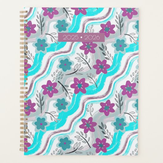 Abstract Floral Retro Swirls プランナー手帳 (正面)