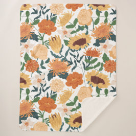 Abstract Floral Sherpa Fleece Blanket シェルパブランケット