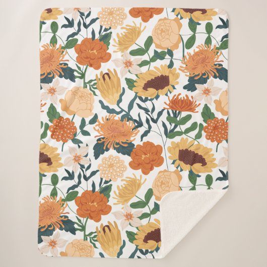 Abstract Floral Sherpa Fleece Blanket シェルパブランケット (正面)