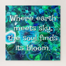 Abstract Floral Teal Blue Green Personalized ジグソーパズル