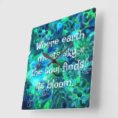Abstract Floral Teal Blue Green Personalized スクエア壁時計 (傾斜)