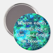 Abstract Floral Teal Blue Green Personalized マグネット (正面/裏面)