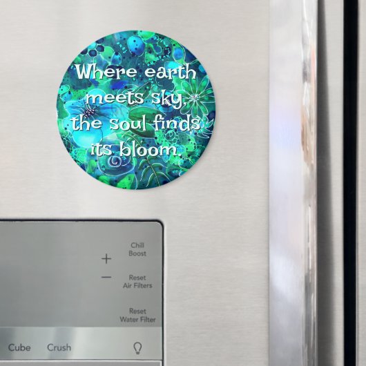 Abstract Floral Teal Blue Green Personalized マグネット (インサイチュ (冷蔵庫))