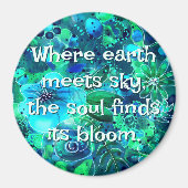 Abstract Floral Teal Blue Green Personalized マグネット (正面)