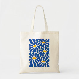 Abstract Floral Tote Bag | Blue Retro Art トートバッグ