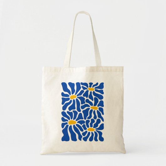 Abstract Floral Tote Bag | Blue Retro Art トートバッグ (正面)