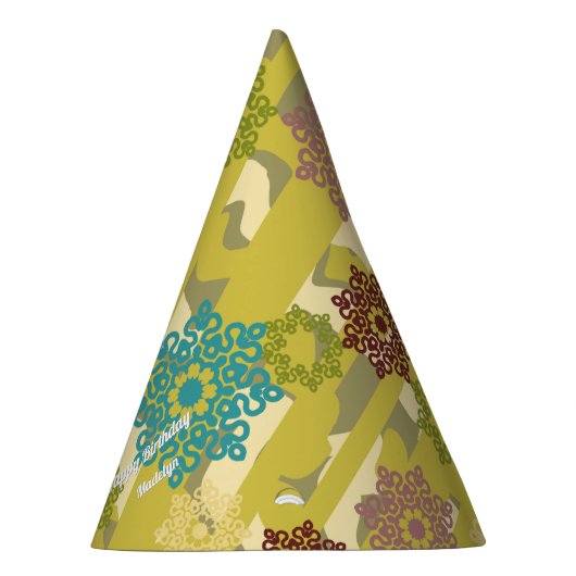 Abstract Floral Urban Stripe Any Age Pattern パーティーハット (右)
