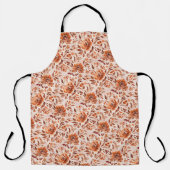 Abstract Floral Watercolor Pattern Autumn Colors エプロン (正面)