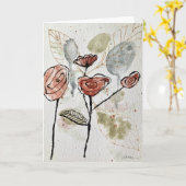 Abstract Floral Watercolordoodle Card カード (黄色い花)