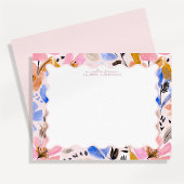 Abstract Floral Wavy Frame Note Card 招待状