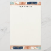 Abstract Floral with Rose Gold Border 便箋 (正面)