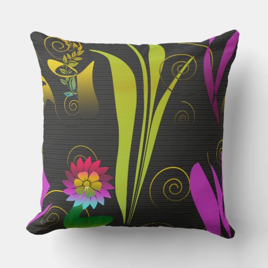 Abstract Floral with Spirals 1 クッション (正面)