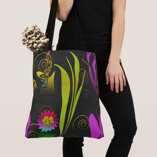 Abstract Floral with Spirals 1 トートバッグ (クローズアップ)