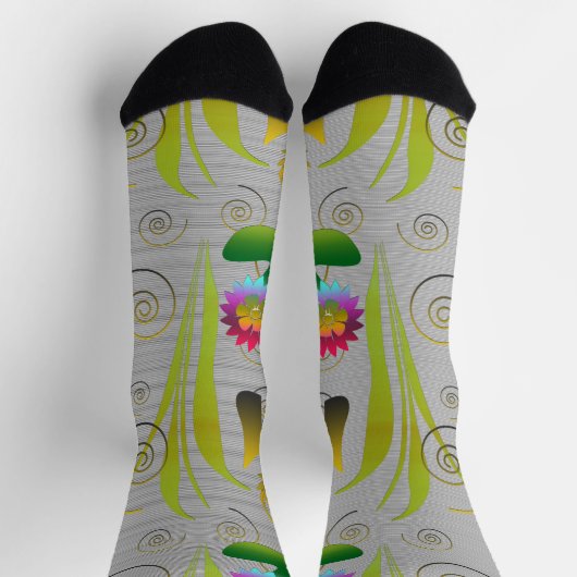 Abstract Floral with Spirals 2 ソックス (上部)