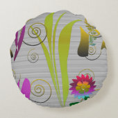 Abstract Floral with Spirals 2 ラウンドクッション (裏面)
