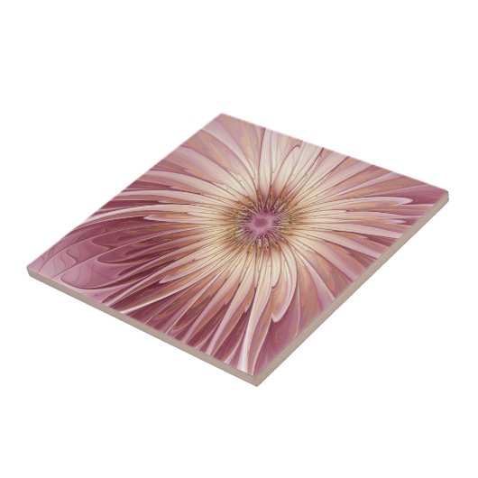 Abstract Flower Fractal Art & Shades of Burgundy タイル (側面)